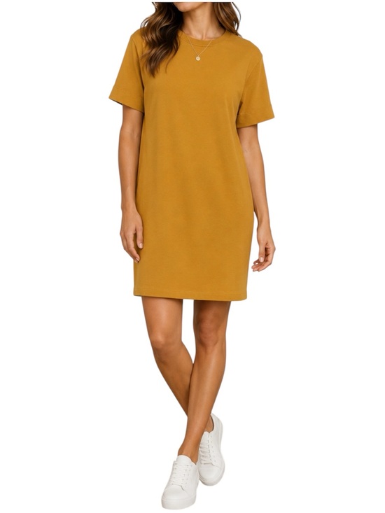 Zara Dresses & Skirts - Zara Mustard Yellow TShirt Shift Dress Cotton Blend Casual Minimalist Size Large